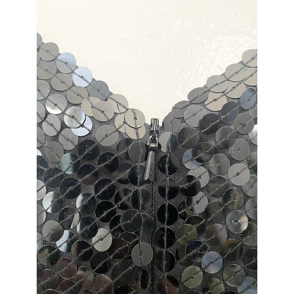 Vintage Nite Line Black Sequin High Neck Cutout Back Evening Dress Size 4 Party - Picture 5 of 6